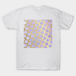 Gold Mermaid Scales on Purple Marble T-Shirt